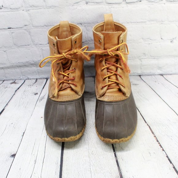 LL Bean 8'' Brown Leather Thinsulate Waterproof Lace Up Duck Boots M 9 L 11 - Picture 5 of 9